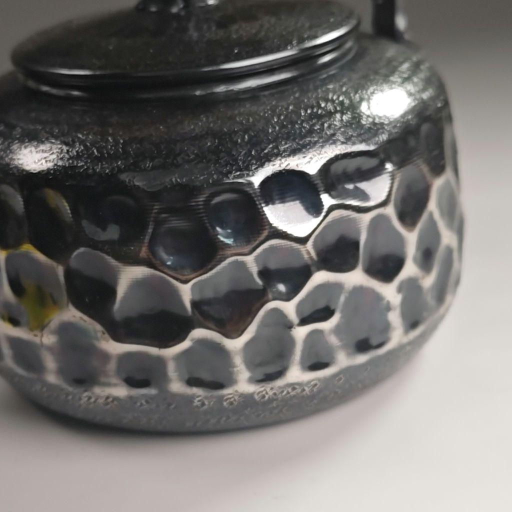 ウ302 急須『秀峯堂造 燻銀 いぶし銀 ひしぎ形 水注 薬缶』茶道具 銅製