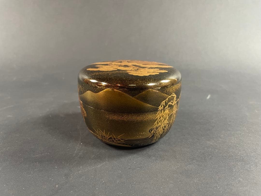 2 拓也 山水 蒔絵 平棗 漆器 重合 茶道具