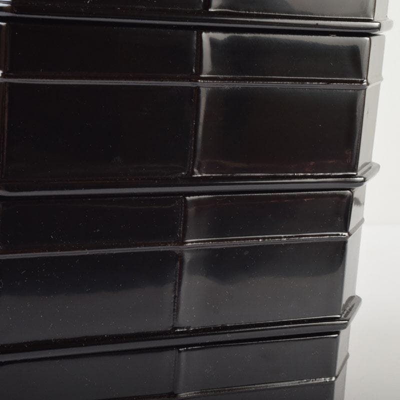 めるり 　塗師　海田宗恵造　真塗　縁高重　五段重　共箱　V　8789A