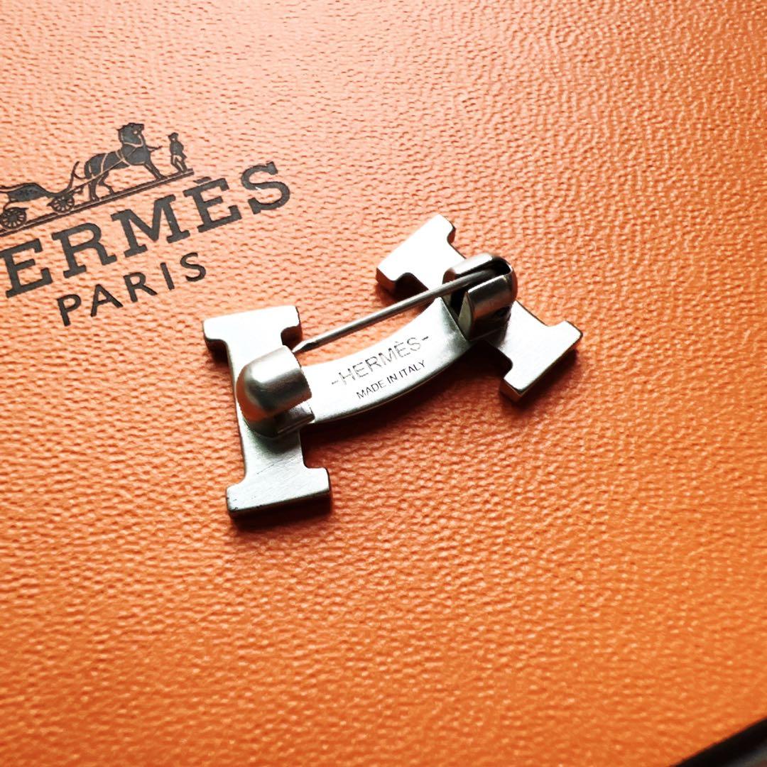 美品 HERMES エルメス 希少 Hスマイル ブローチ シルバー