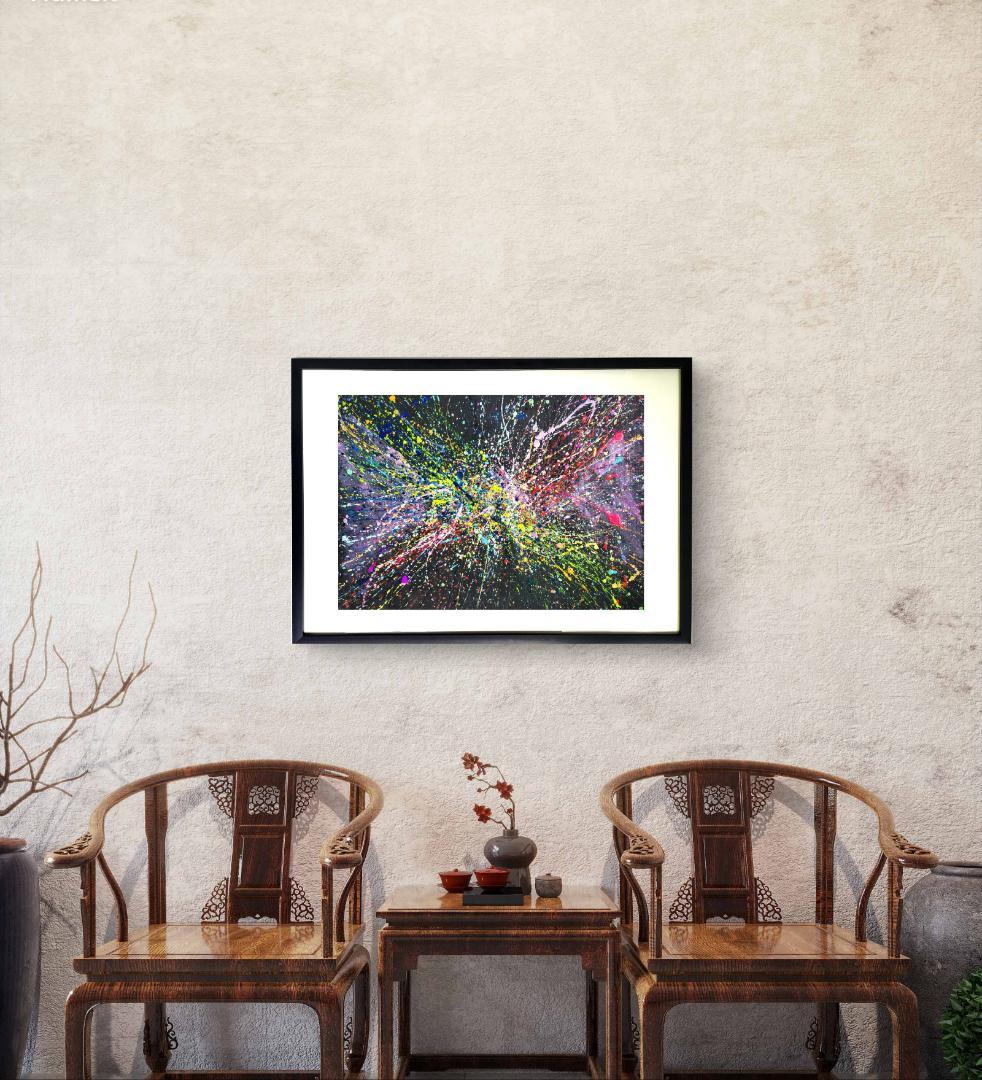 私たちの存在X 2枚セット/ 抽象画 77×56㎝ B2 額縁セット 原画のみ