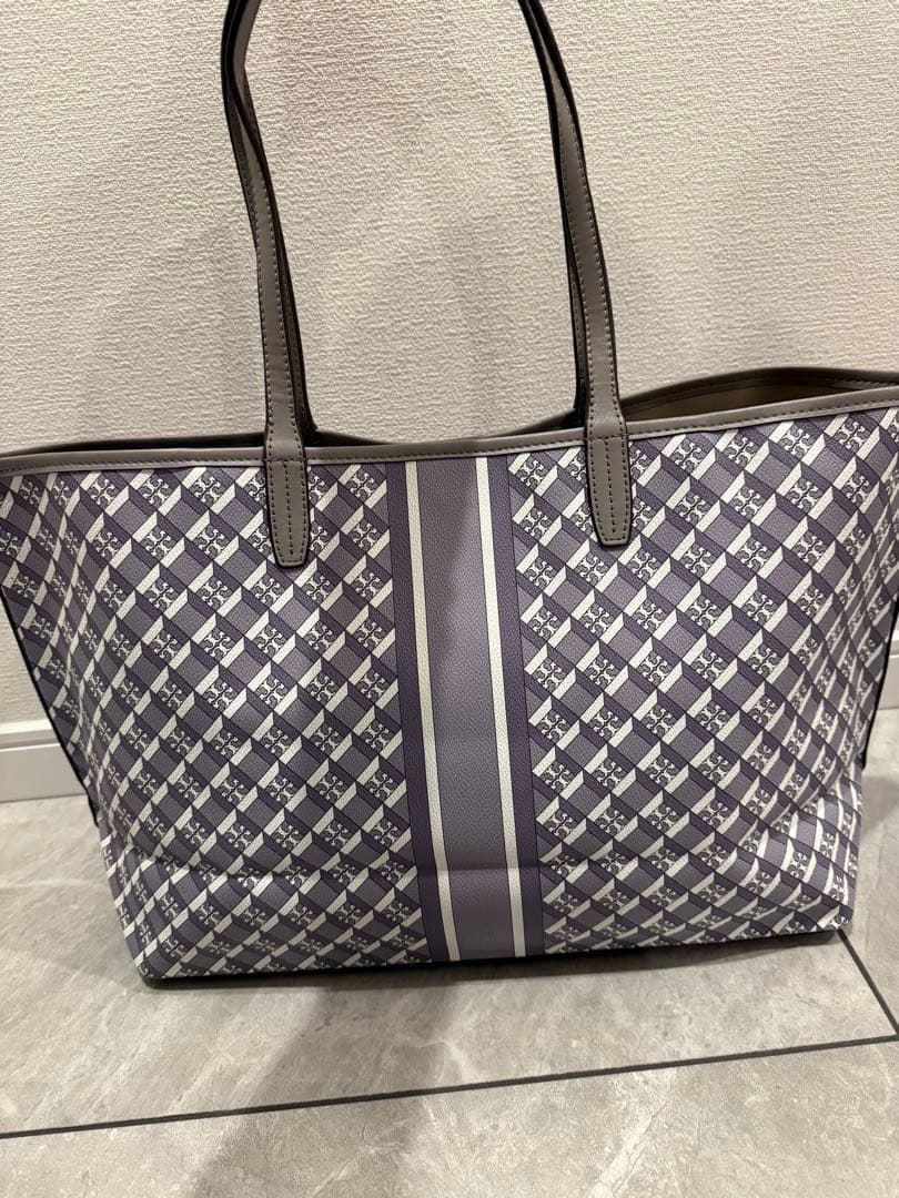 トリーバーチ　大容量トートバッグ グレー チェック柄