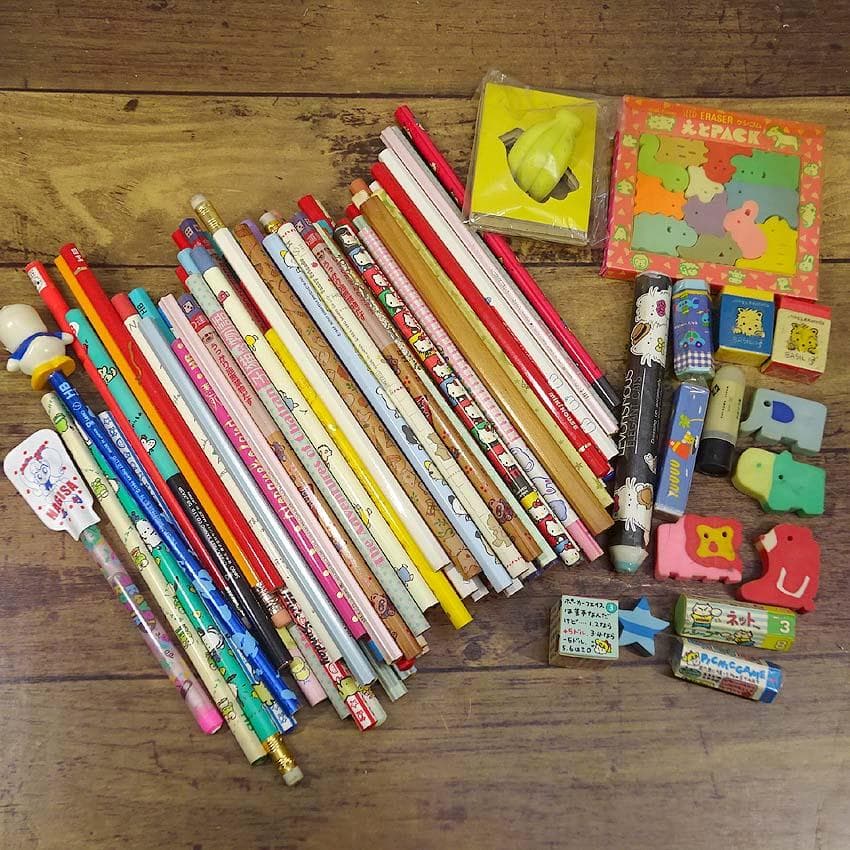 n-164s/k】 昭和 平成 レトロ 鉛筆 消しゴム 大量 文房具 90年代