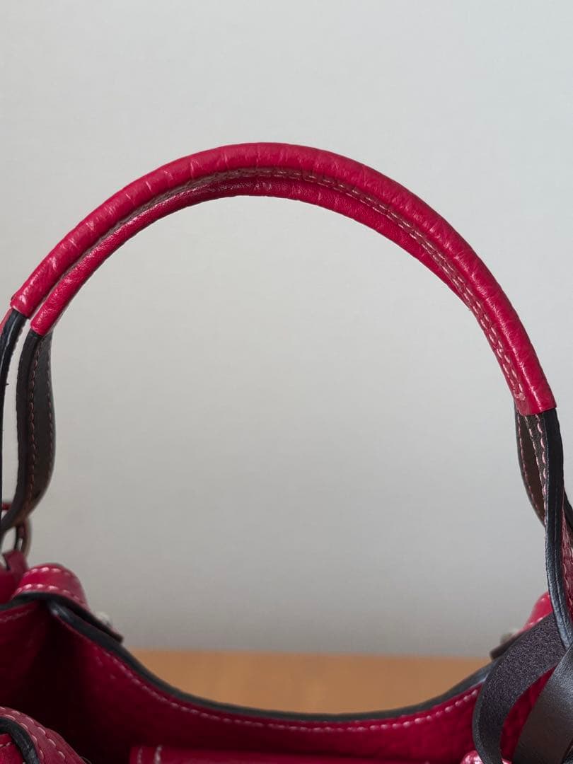 PELLE BORSA ペレボルサ 本革 ハンドバッグ 赤 美品 通勤 お出かけ