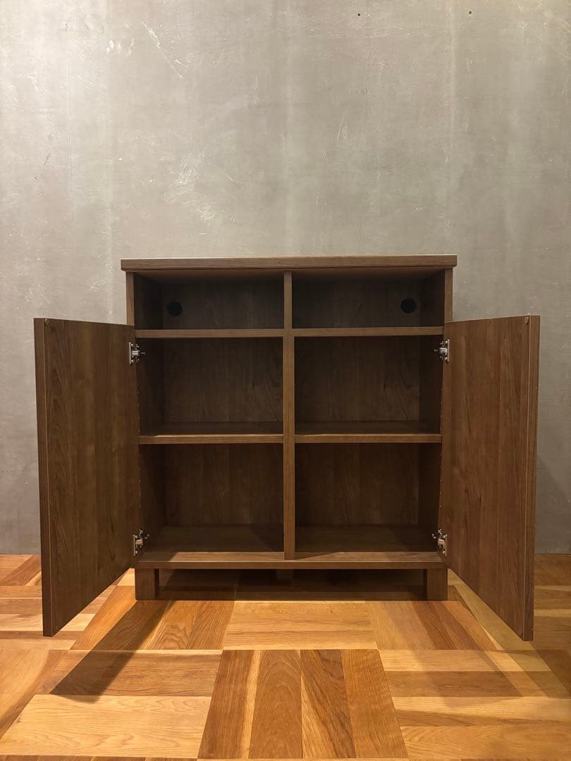 木目調キャビネット 棚 幅74