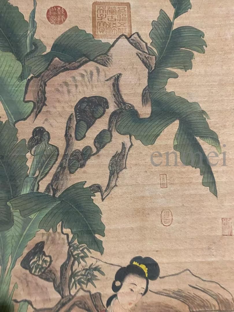 中国古美術・旧藏・南宋風・夏圭款・人物図・手描き中堂画・掛軸・