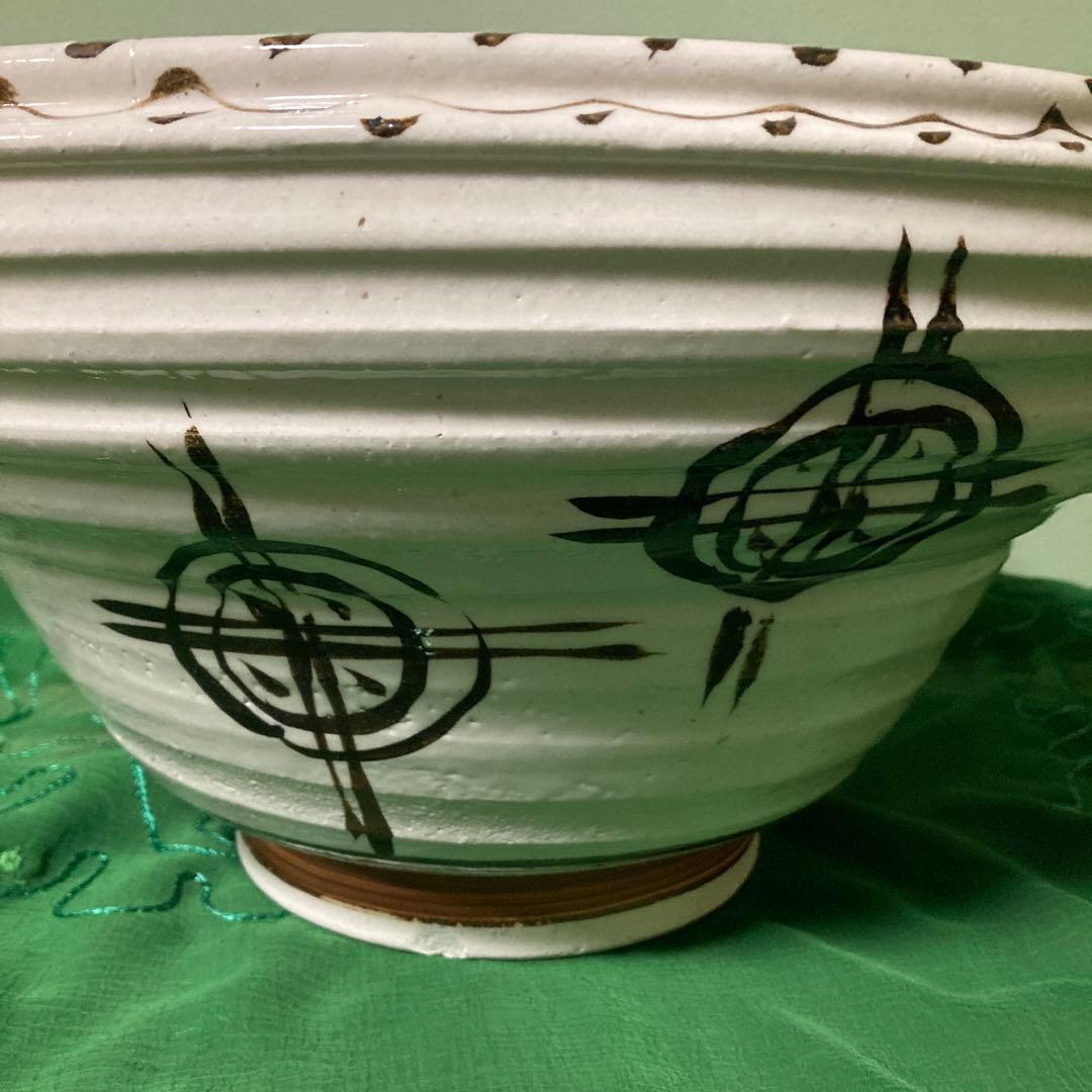 織部両手鉢　水盤　御手水　つくばい　メダカ鉢　睡蓮鉢