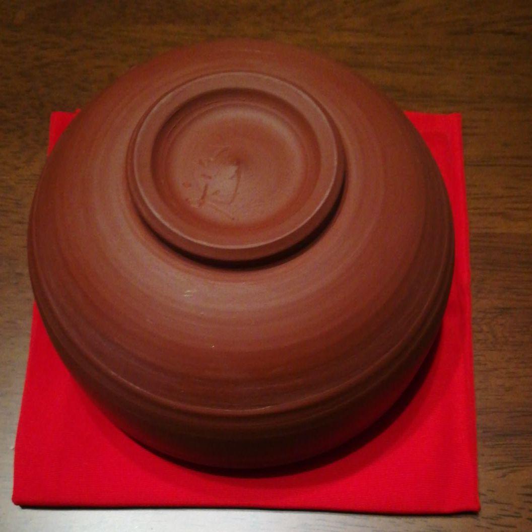 最終お値下げ　茶道具　無名異焼　初代文平作　桐箱入り　抹茶茶碗　211