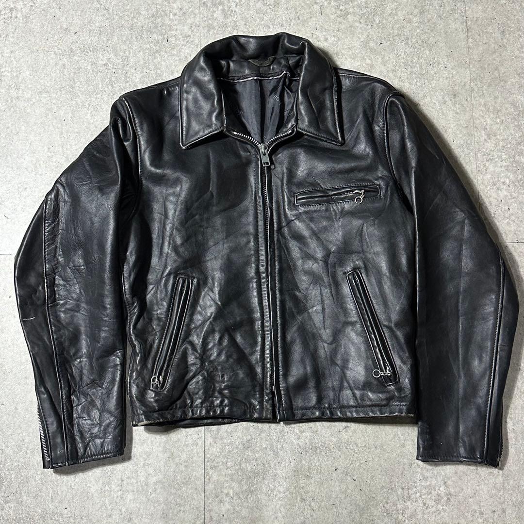 Schott 643e 38 黒 レザー ライダース ライナーなし - メルカリ