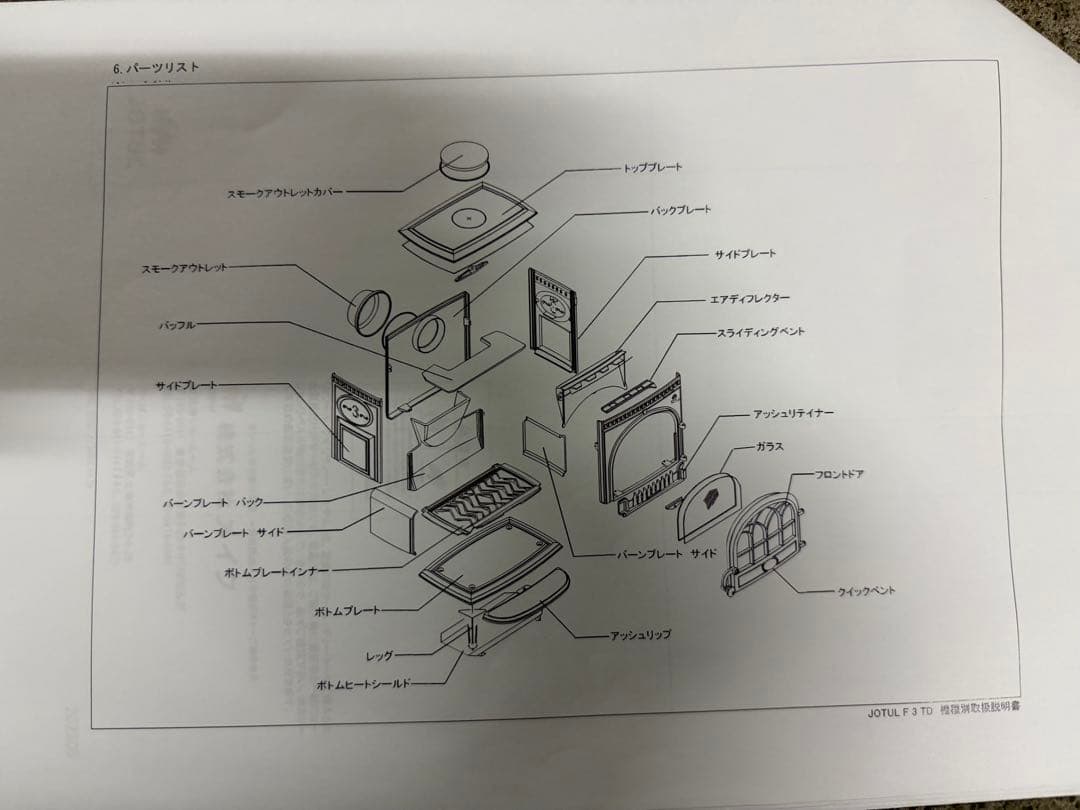 Ｋ 薪ストーブ　ヨツール　Ｆ３　煙突6本二重煙突3本　付属品他　JOTUL