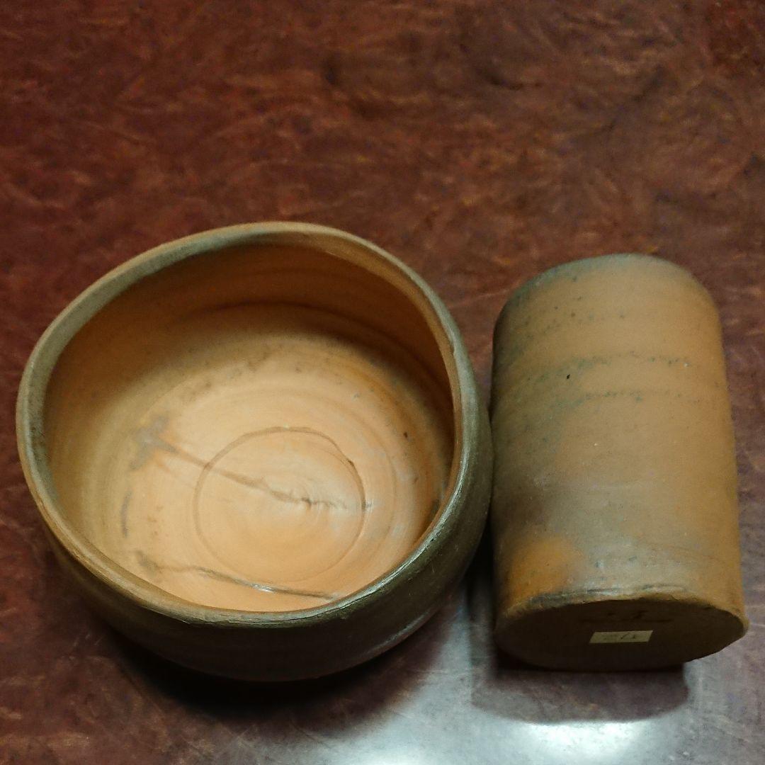 備前焼の抹茶茶碗とビール杯・中村真作☆