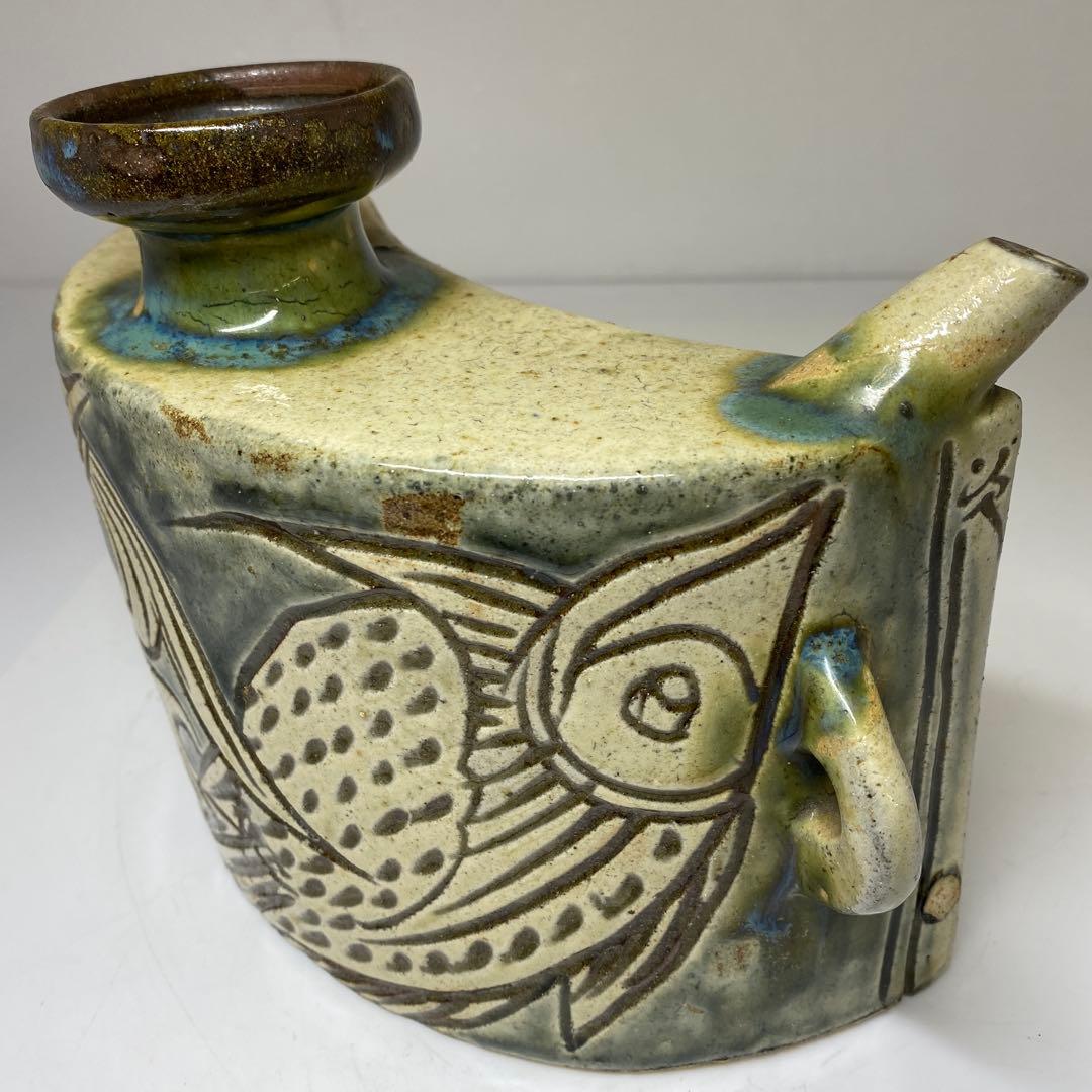 人間国宝 金城次郎 壷屋焼 徳利 最大幅約25㎝ 東Y7-0214☆