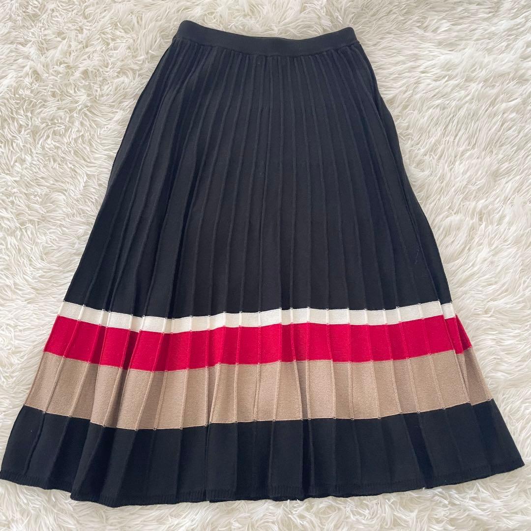 ブルーレーベルクレストブリッジ プリーツ スカート M ニット ボーダー配色