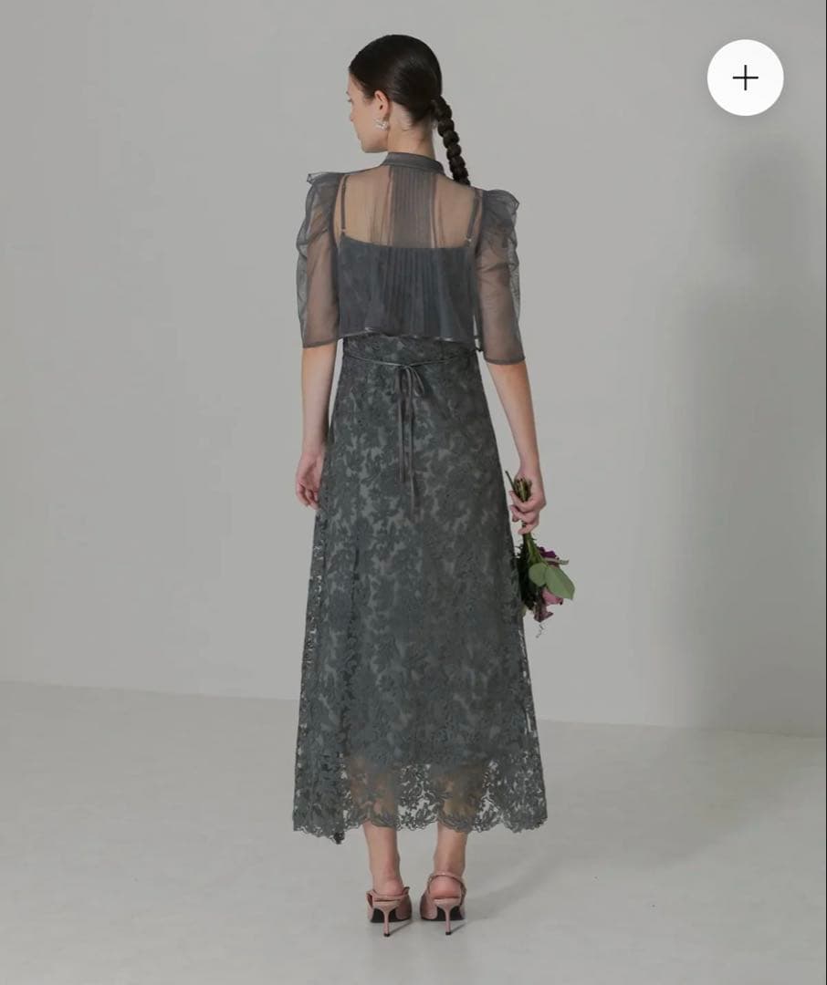 【LEJA】フロントオープンバックプリーツウエストリボンボレロワンピース