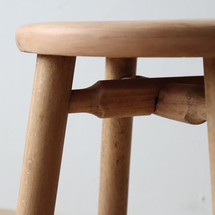 Aアンティーク 木製 無塗装 無垢材 丸スツール 古家具 カエデ ブナ