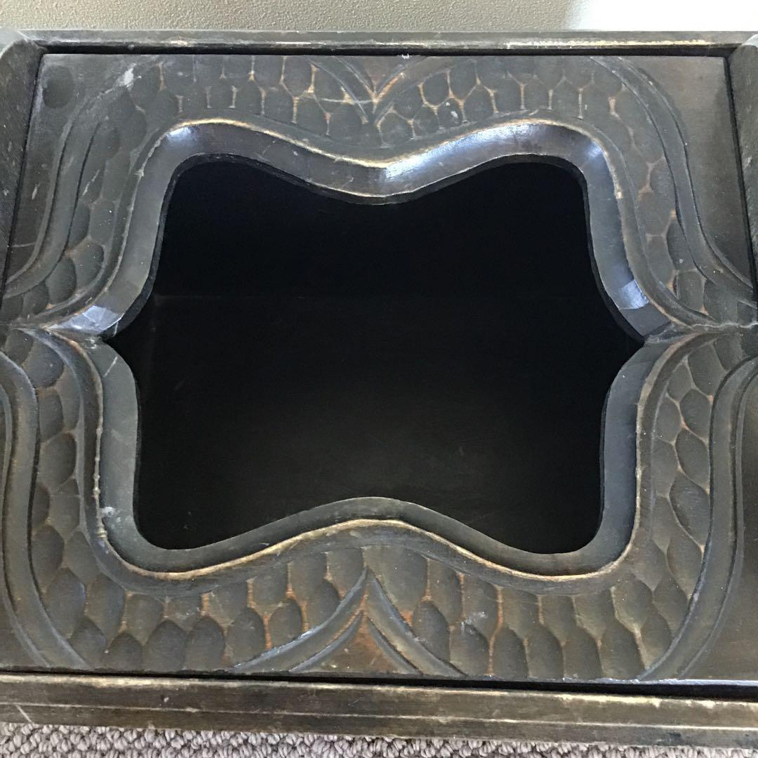 アイヌ工芸 アイヌ紋様 アンティーク 木彫り 収納ボックス￼