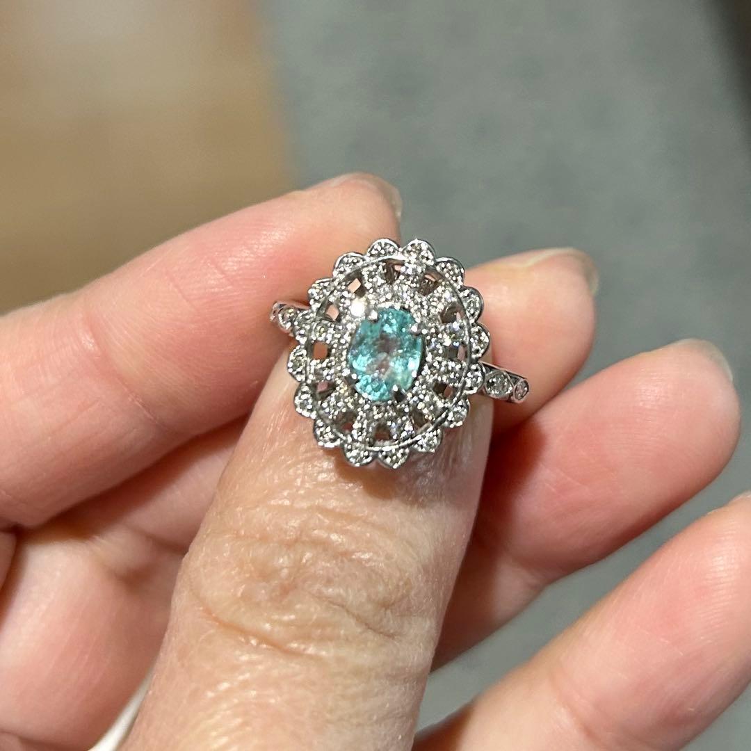 大粒！　パライバトルマリン　ダイヤモンド　リング