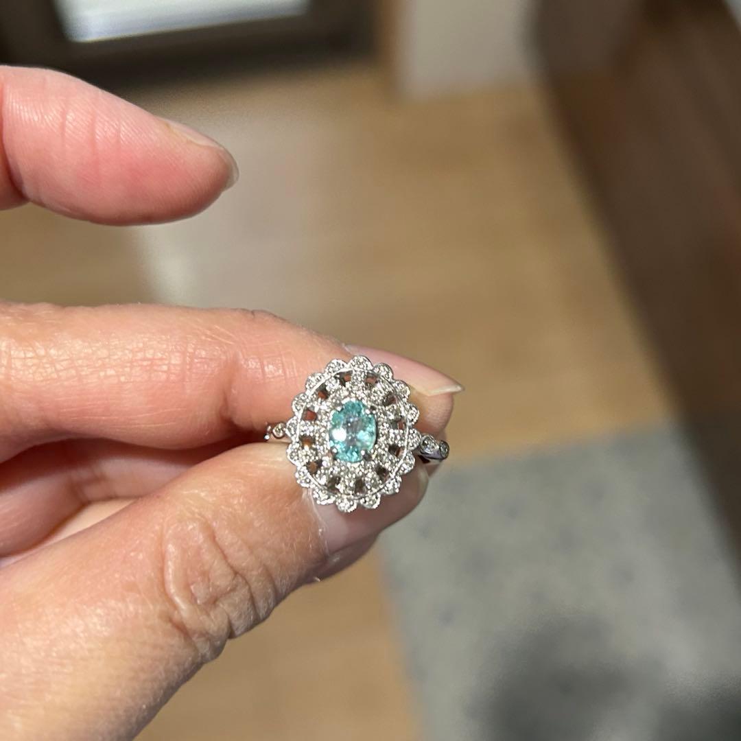 大粒！　パライバトルマリン　ダイヤモンド　リング