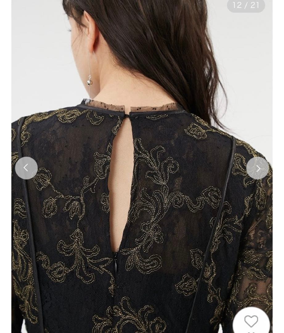 FRAY I.D】チュールレースラメ刺繍ドレス