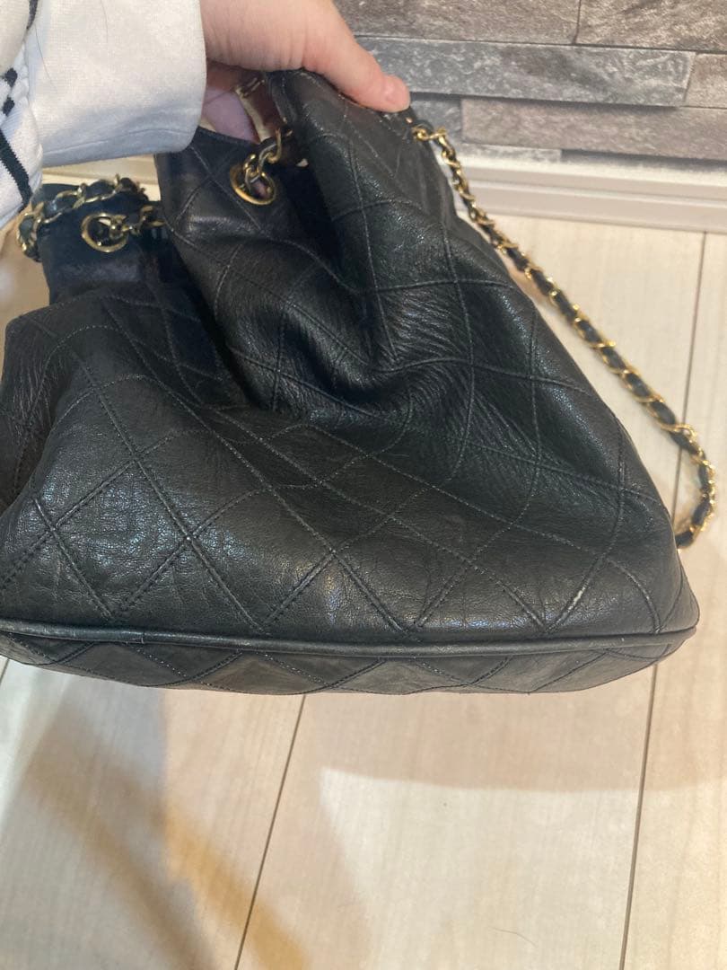 CHANEL ビコローレ　巾着　チェーンレザーショルダーバッグ