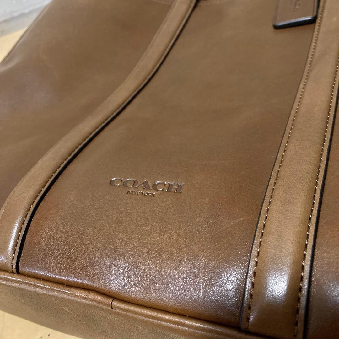 超美品 COACH コーチ ビジネスバッグ ブリーフケース トートバッグ 茶