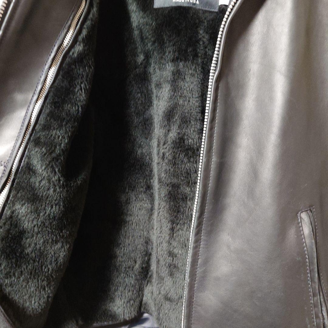 Schott ブラック レザー シングルライダースジャケット 34