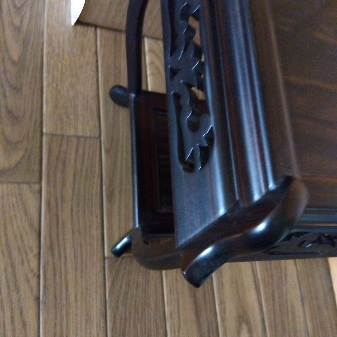 茶道 黒檀 ミニ中卓 装飾彫刻入りテーブル