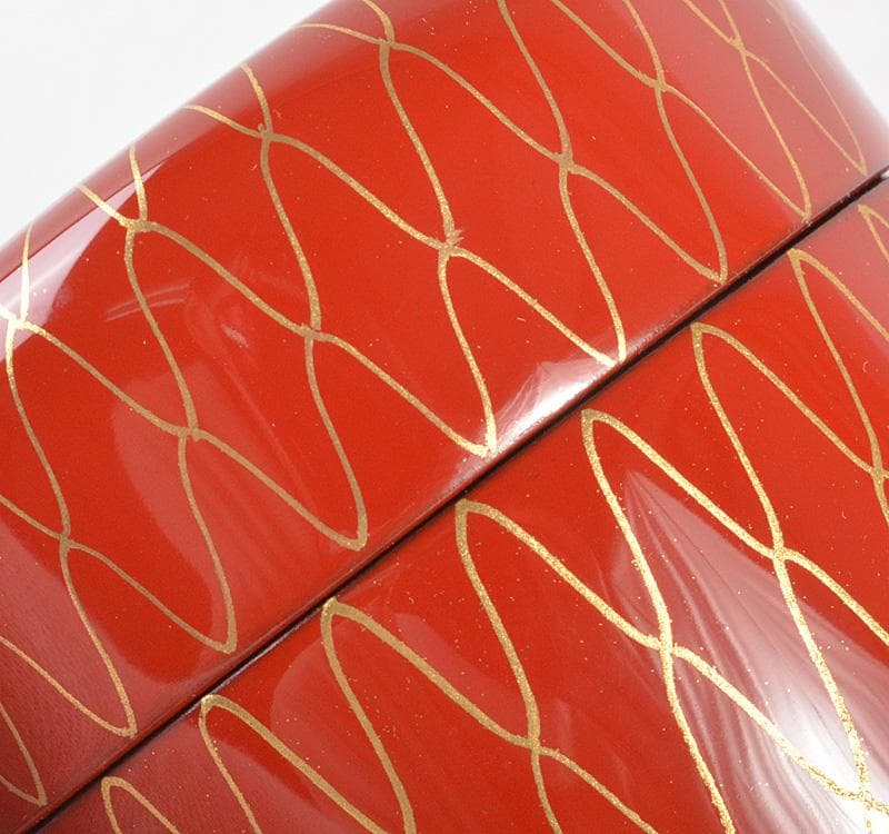 茶道具　越前塗　宮田宗景作　朱塗　網目蒔絵　中棗　共箱　V　R5430