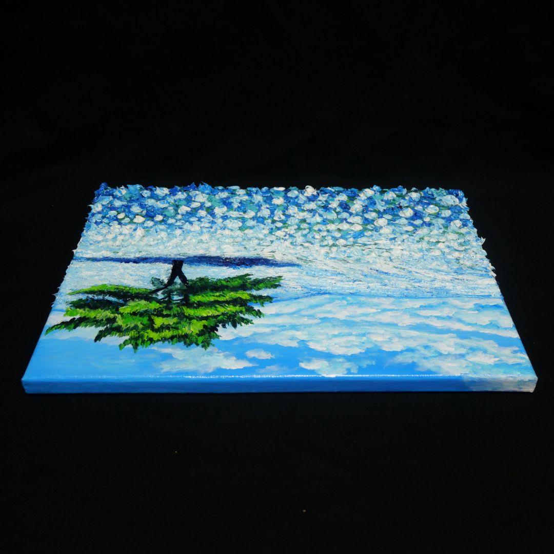 油絵 油彩 油彩画 絵 絵画 【青空のネモフィラの丘】F4号 - メルカリ