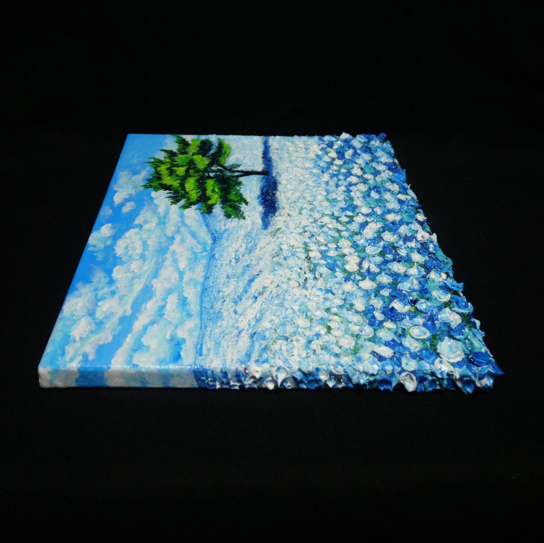 油絵 油彩 油彩画 絵 絵画 【青空のネモフィラの丘】F4号 - メルカリ