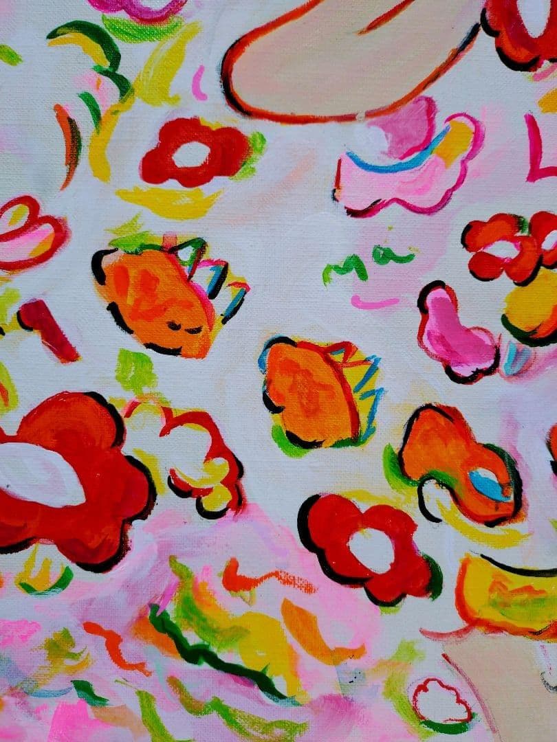 F6号】ロッカクアヤコ 肉筆保証/表裏サイン/アクリル/油彩/絵画/額装