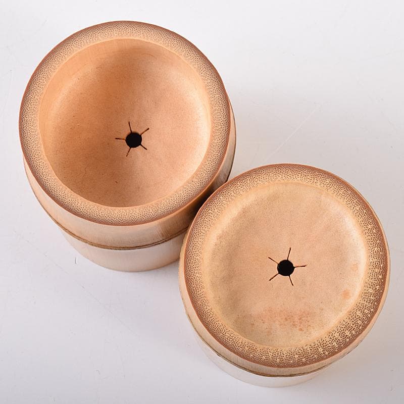 茶道具 黒田正玄作 公孫樹絵 竹蓋置 一双 大徳寺森山歓渓極め箱 V