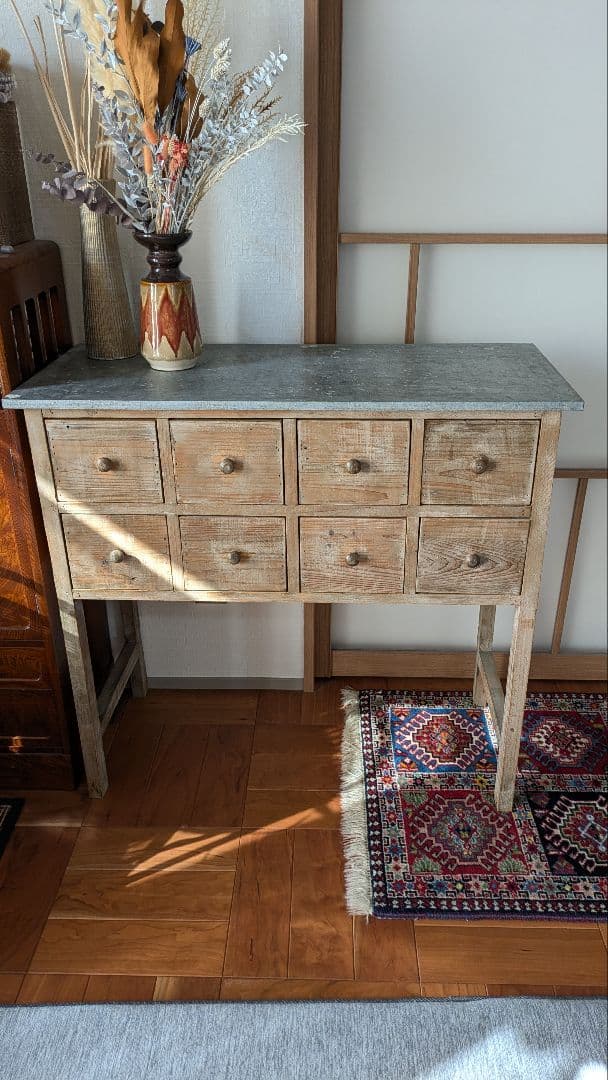 お値下げアンティーク風キャビネット ディスプレイ棚 引取り限定