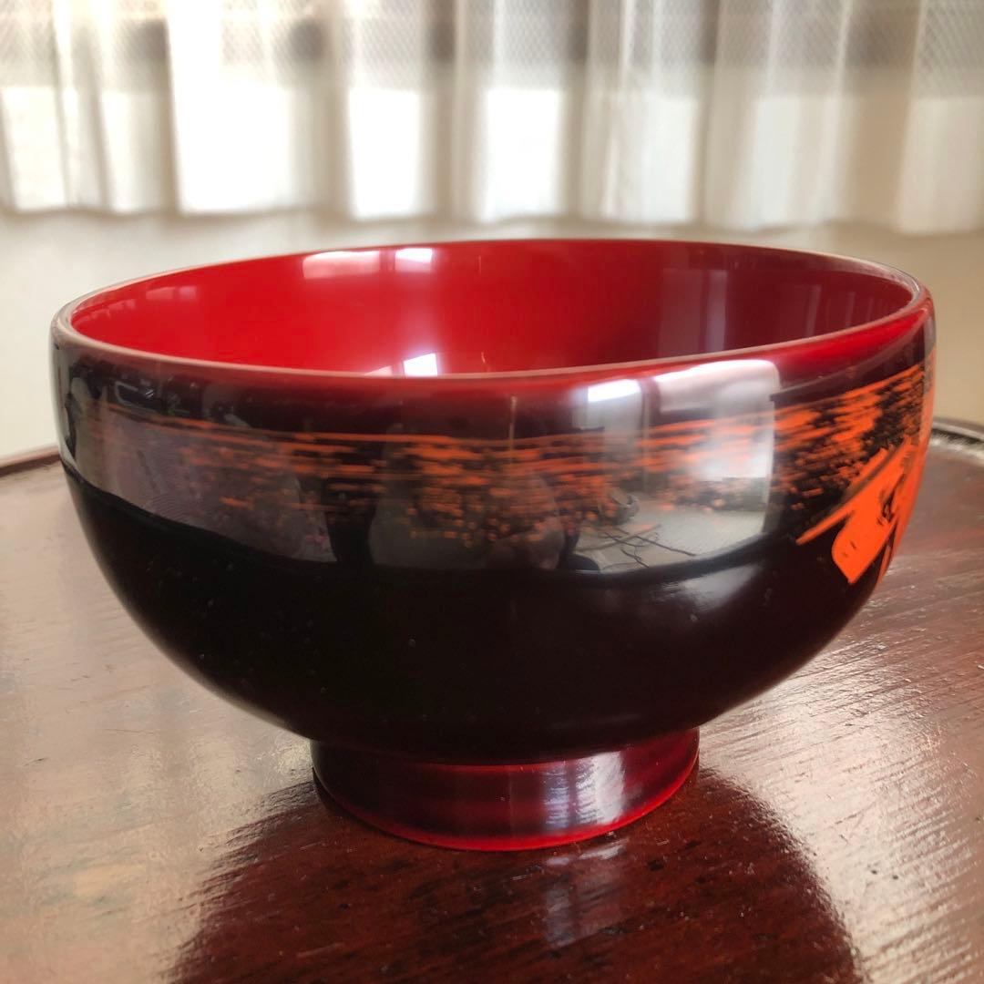 秀衡塗　大椀とスプーン　漆器　口径13㎝大型　天然木　未使用品　美品