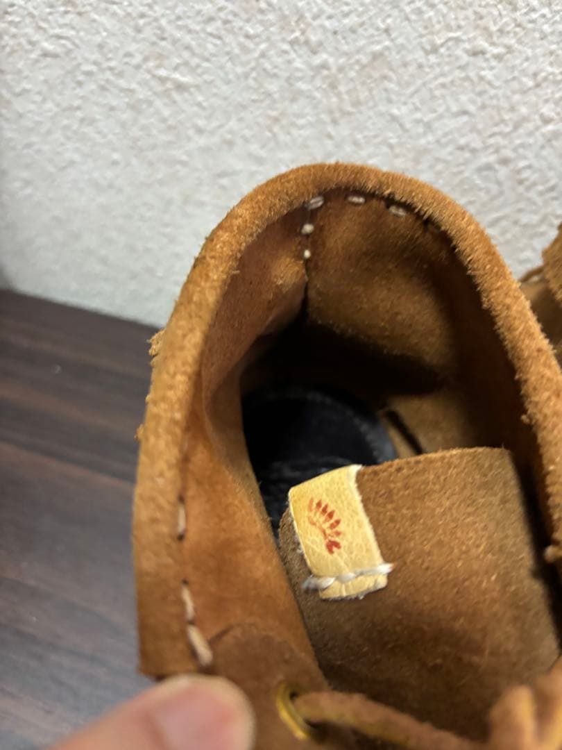 ブラウン スエード モカシン フリンジ付き