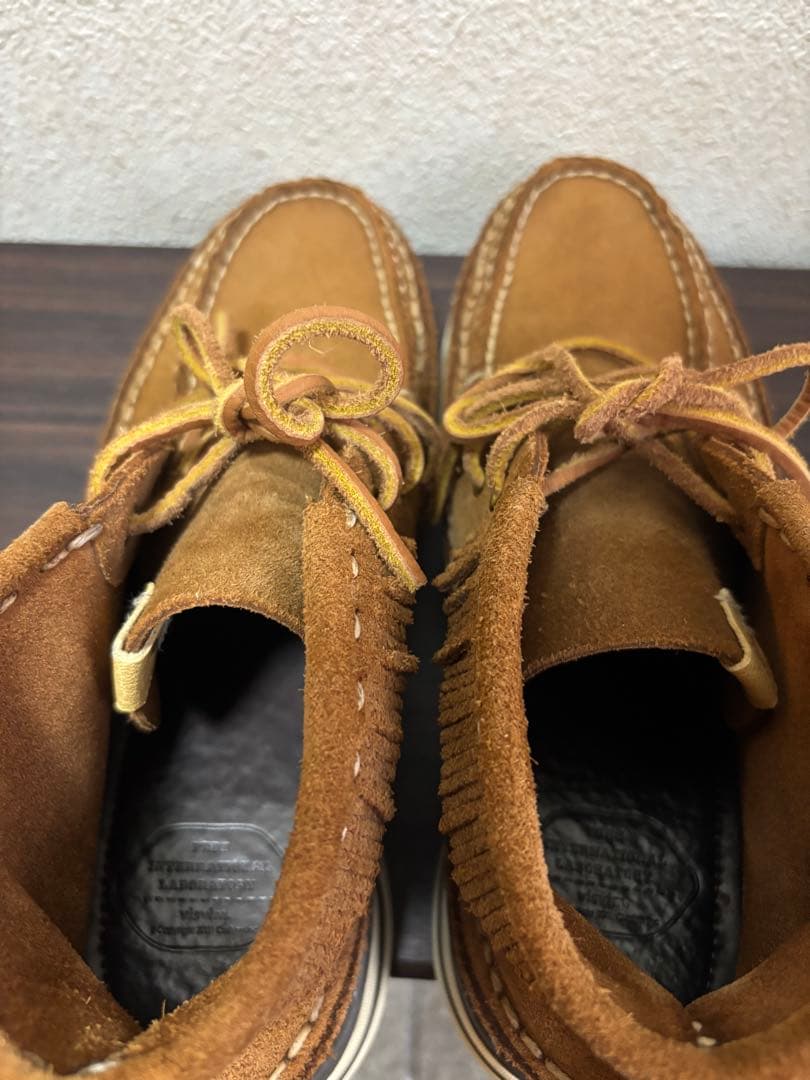 ブラウン スエード モカシン フリンジ付き