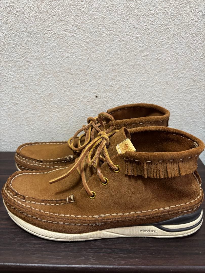 ブラウン スエード モカシン フリンジ付き