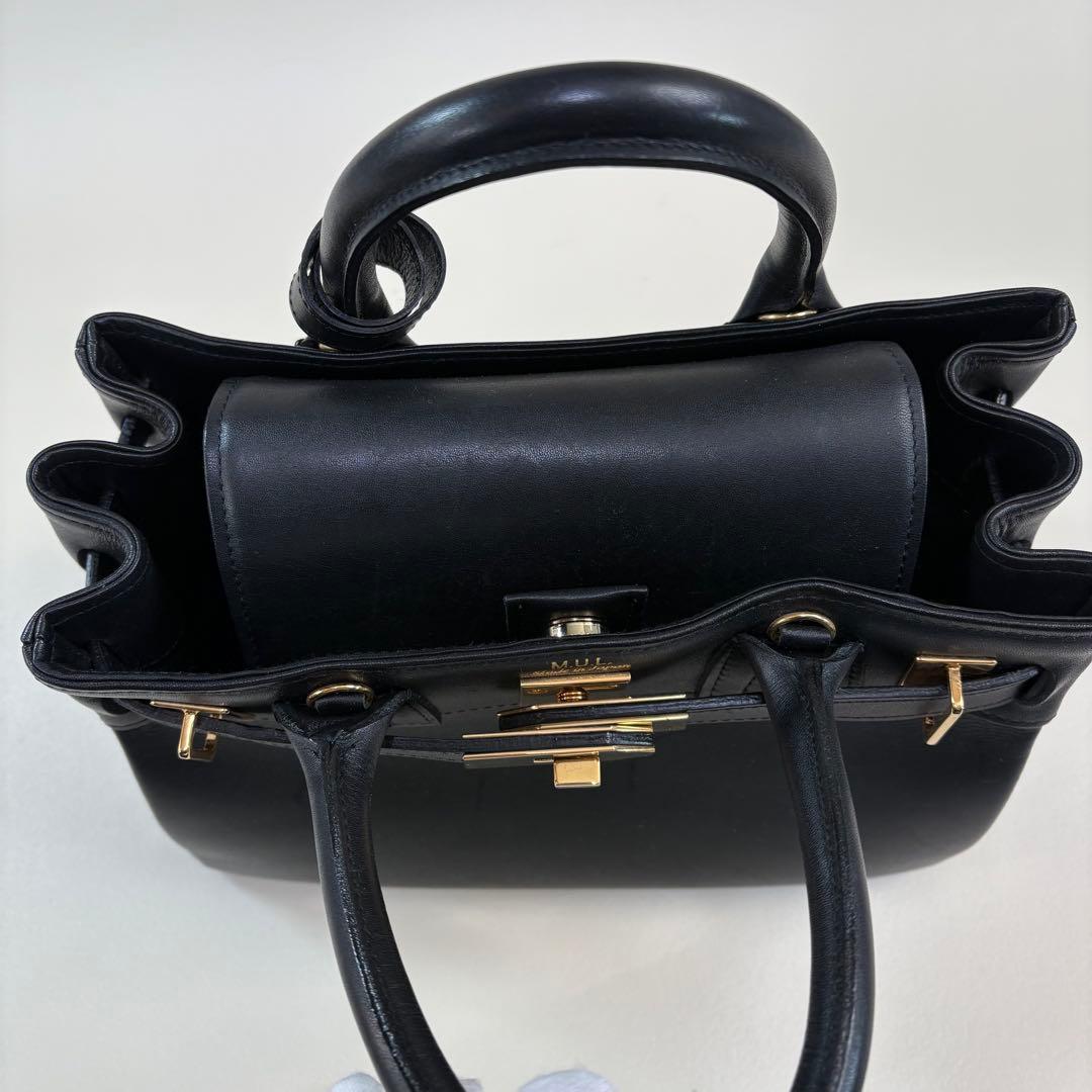 Aki 様M.U.L. レザー ハンドバッグ 2WAY ゴールド金具 日本製 黒