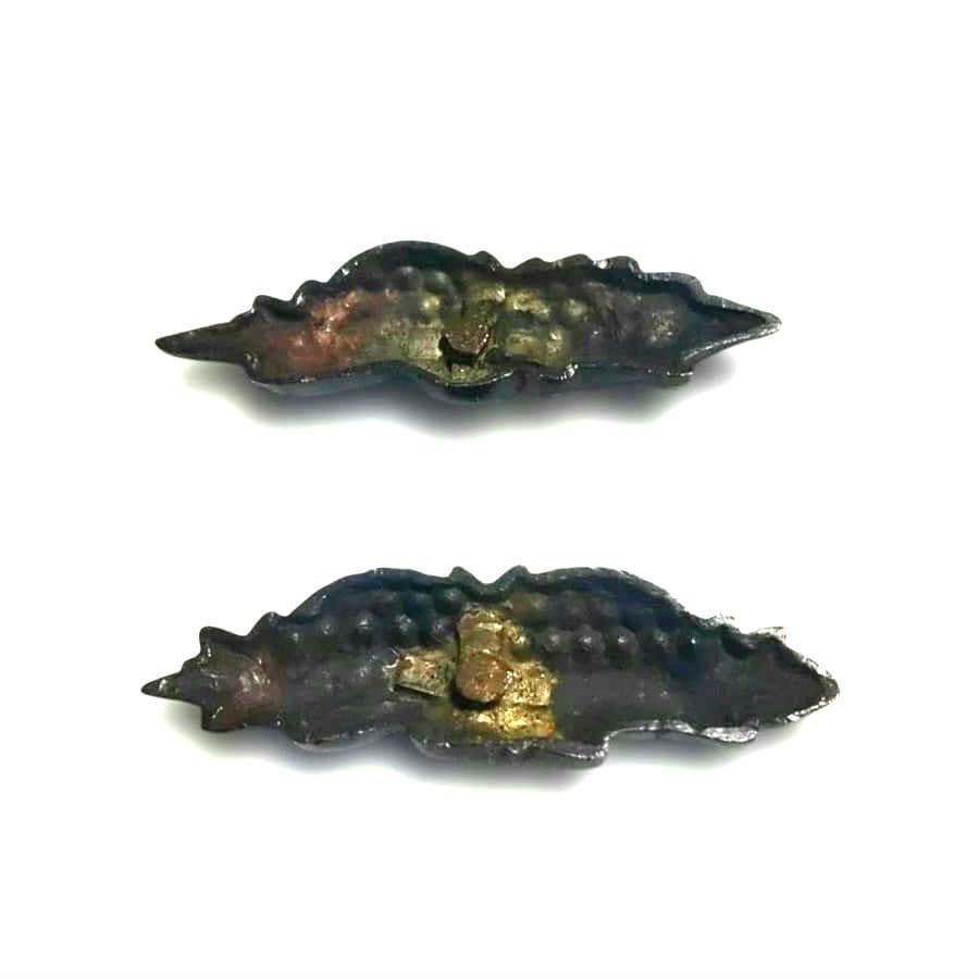 波に籠図　目貫　金象嵌　赤銅製　細密工芸品