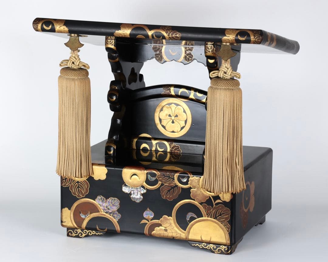 極上　黒漆塗金蒔絵螺鈿細工 見台 経台 経机 仏具 仏教美術 古美術 骨董品漆器