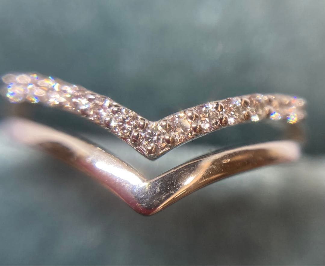 【新品未使用】PT950 天然ダイヤモンド V字　リング