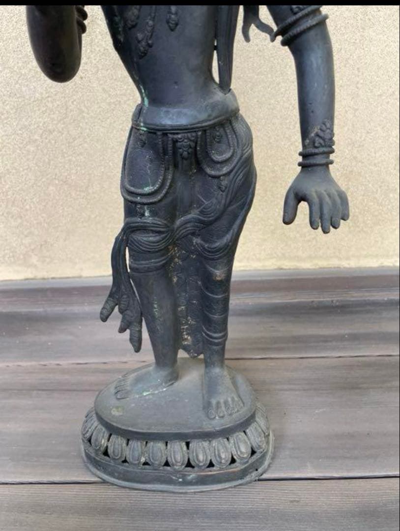 チベット男神像　銅製の仏像　46cm アンティーク　骨董