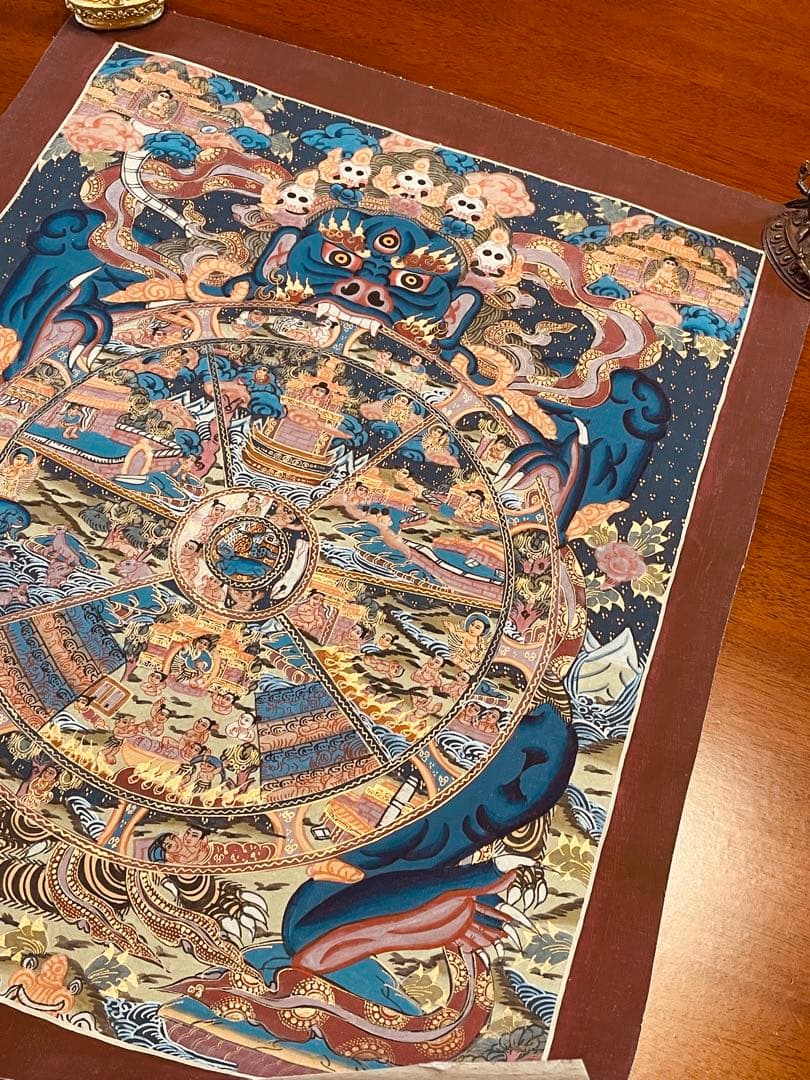 チベット密教 手描き曼荼羅（マンダラ）タンカ【新品・一点物】肉筆画 D2