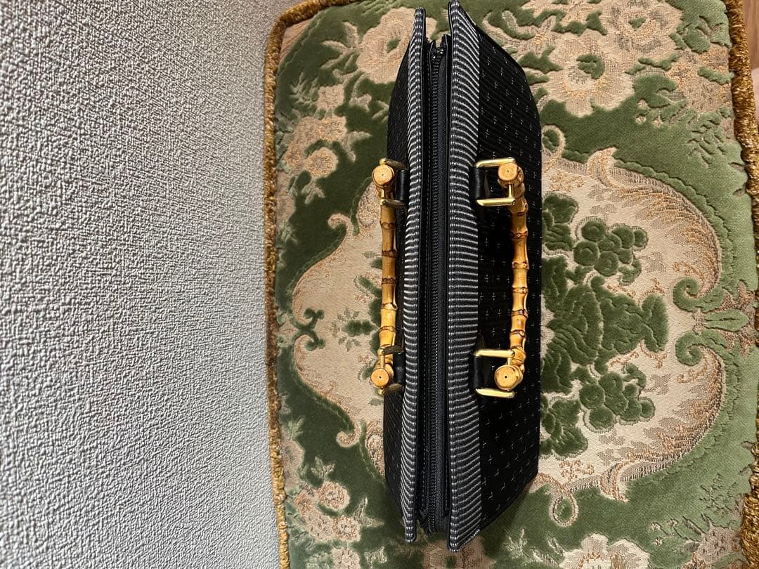 和装用　バンブーハンドル付きブラックバッグ