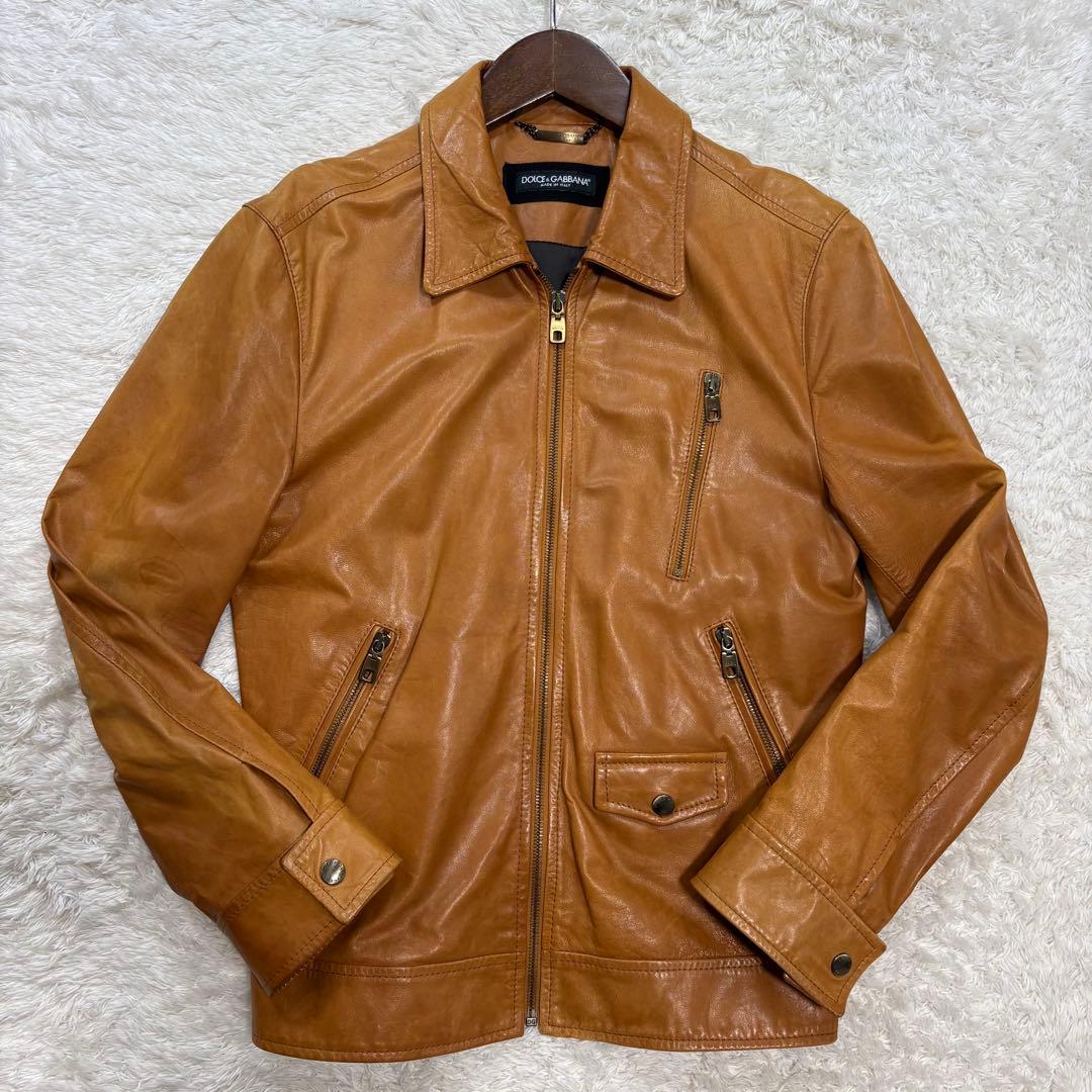 至高の逸品】DOLCE&GABBANA ラムレザージャケット 46 キャメル - メルカリ