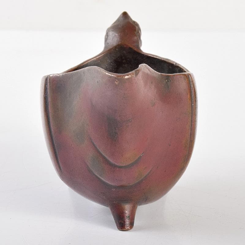 中国　紫斑銅　神獣持ち手　爵　N　R5072