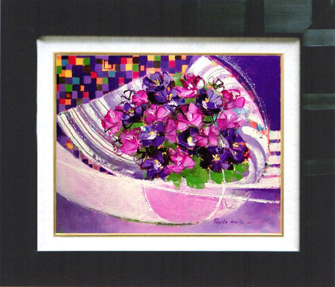 油絵 菅家令子 インテリア uF6-062304 花