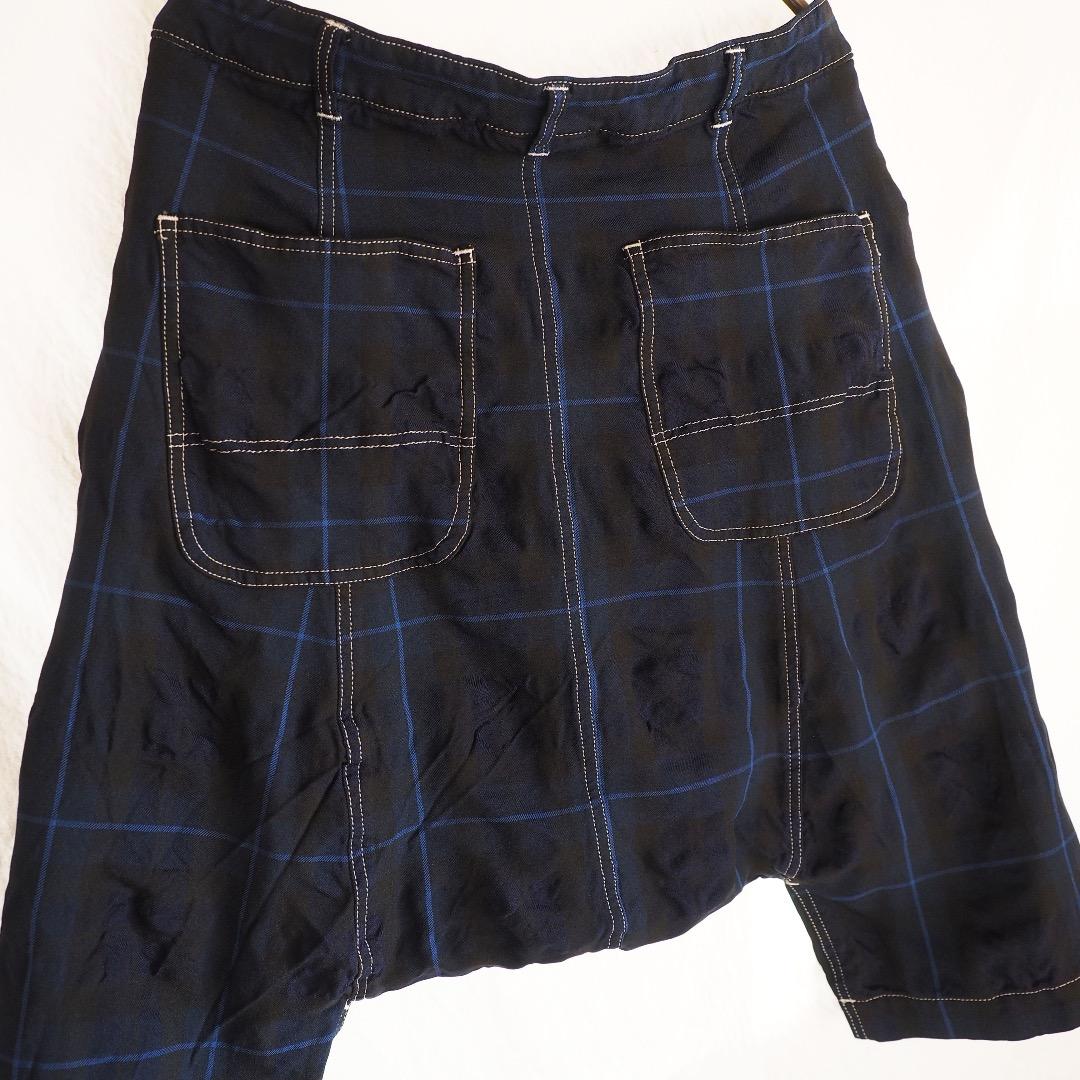 コムコム 極美品 サルエルパンツ チェック 縮絨 ポリエステル コムデギャルソン