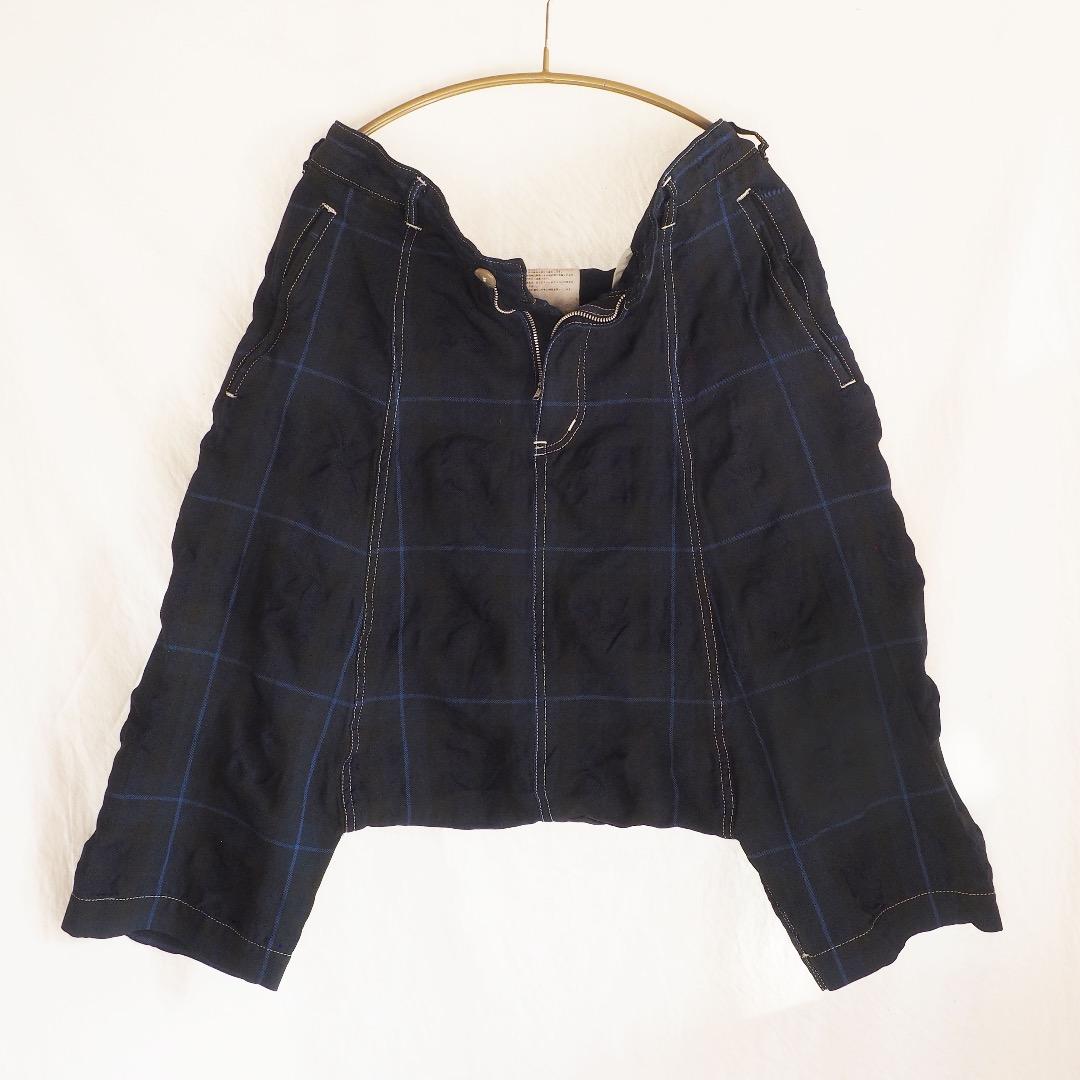 コムコム 極美品 サルエルパンツ チェック 縮絨 ポリエステル コムデギャルソン