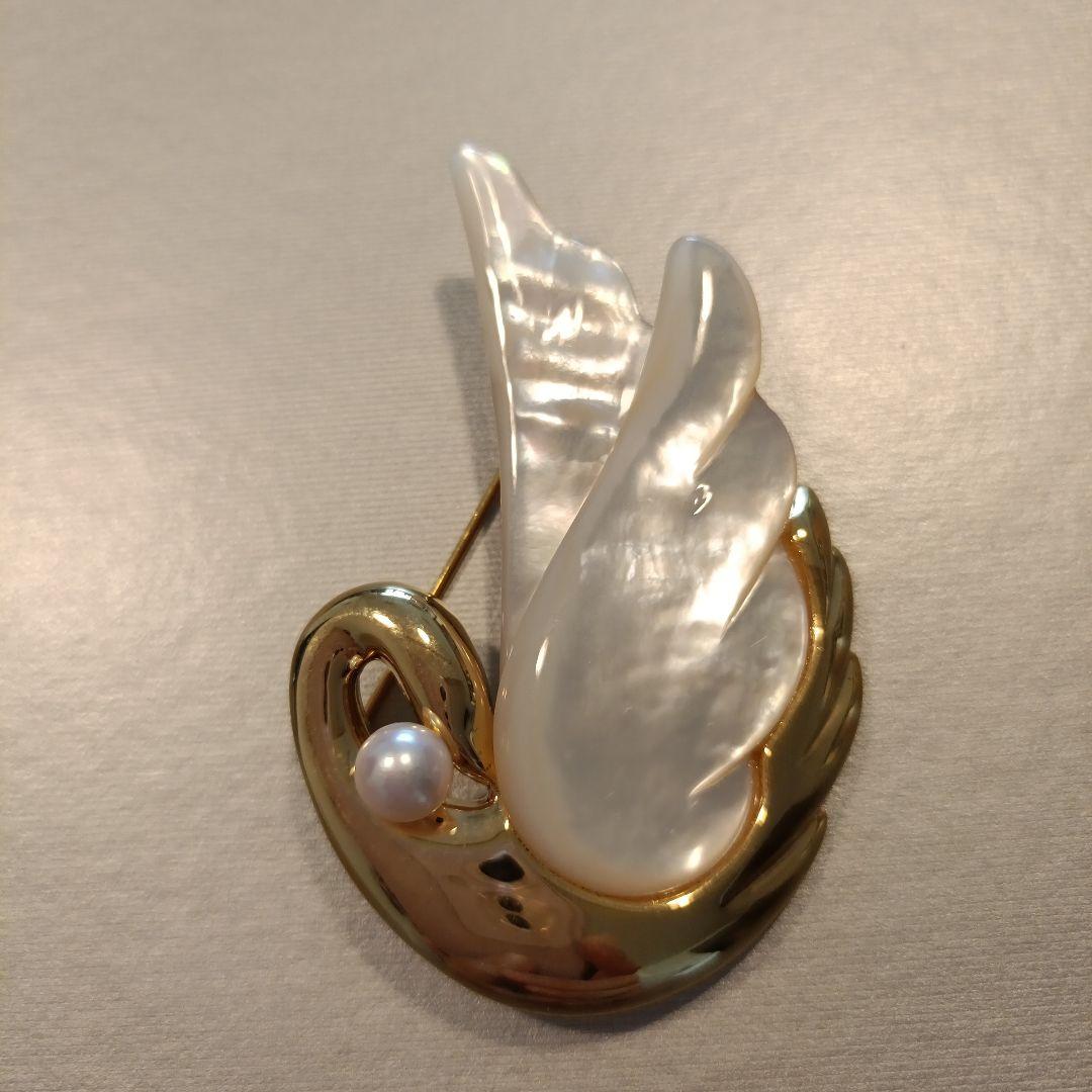 田崎真珠 TASAKI 白鳥デザイン ブローチ 刻印なし